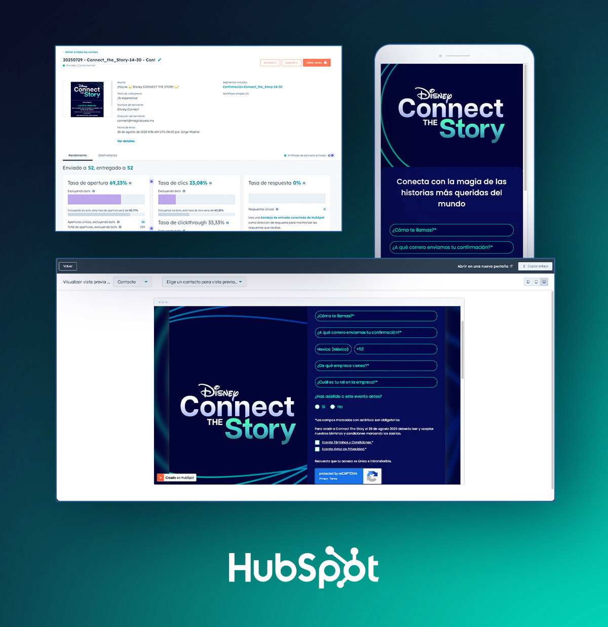 Ecosistema digital de Disney con HubSpot para registro y gestión del evento