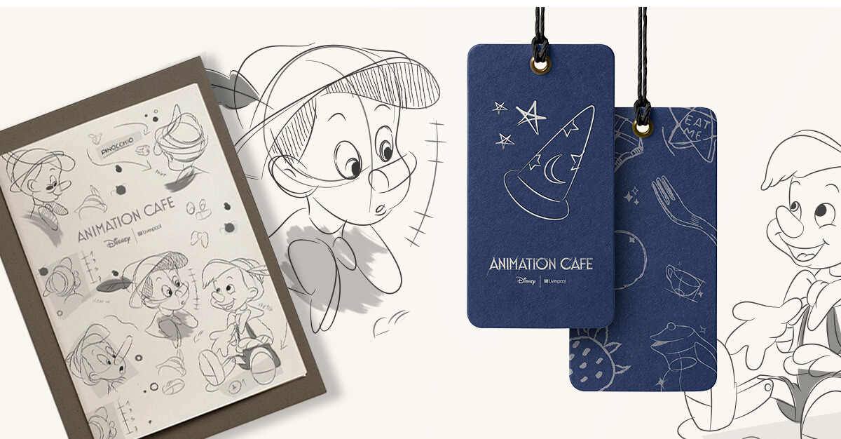 AnimationCafe-02 Etiquetas y bocetos de Pinocho Animation Cafe
