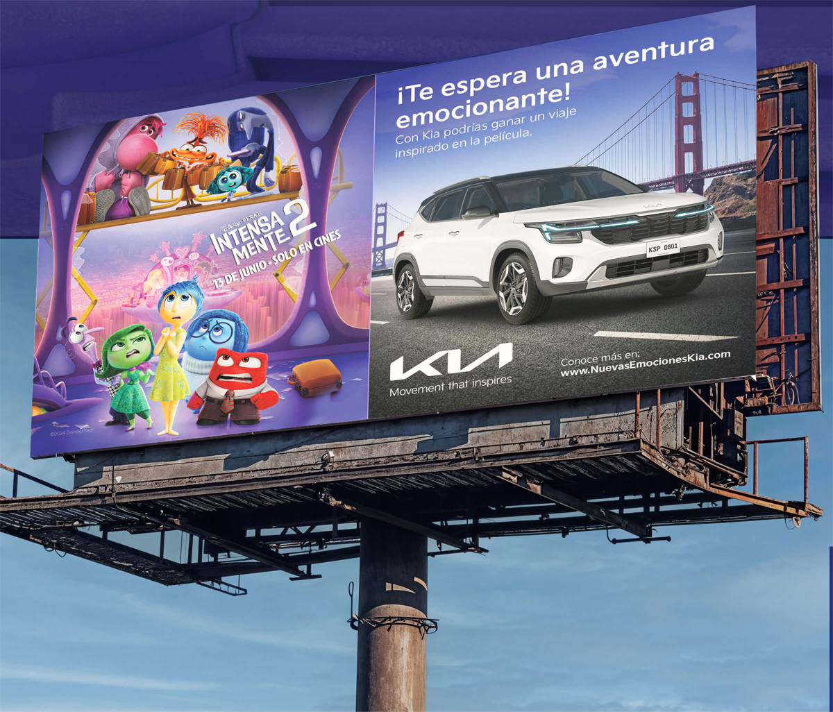 Diseño de publicidad exterior Kia México e Intensamente 2
