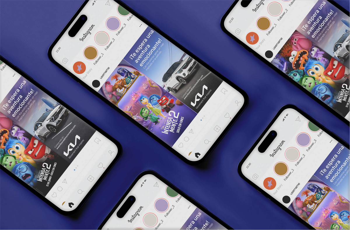 Campaña digital Kia Intensamente 2 con adaptaciones para redes sociales